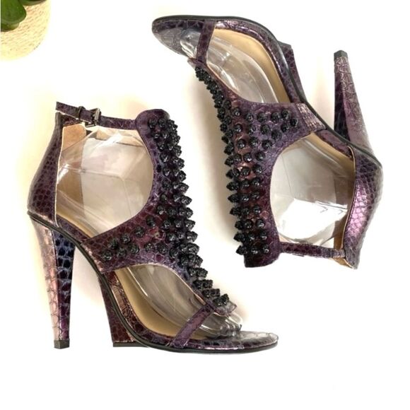 Kenneth Cole Sweet Greet Studded Heels Plum 7.5 - Picture 8 of 14
